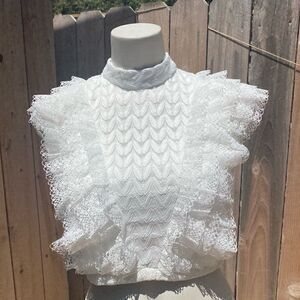 INA white lace cropped top size XS